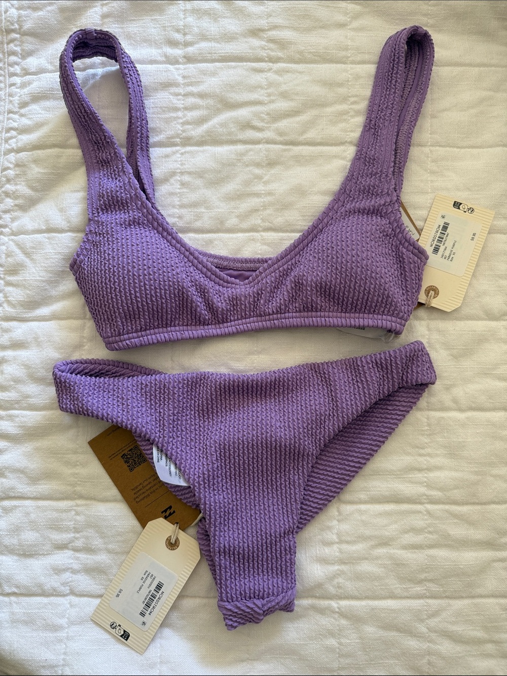 Billabong Purple Ribbed Bikini Set - xs